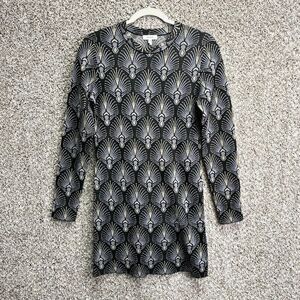 Reiss | Dresses | Reiss Black Embroidered Swirl Mesh Long Sleeve Bodycon  Dress | Poshmark